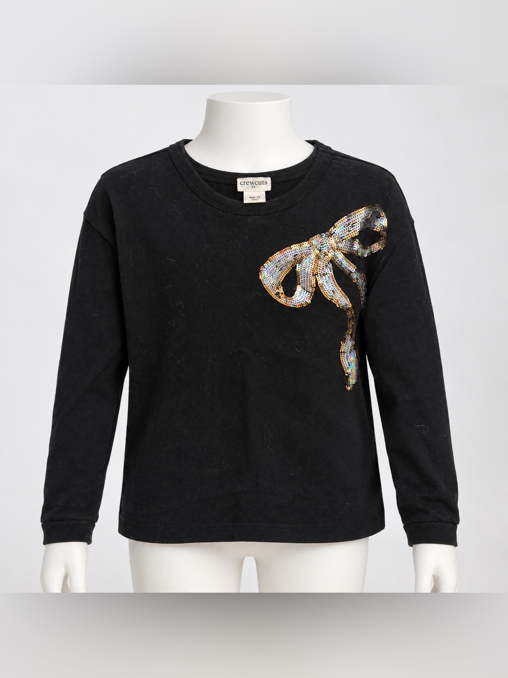 crewcuts Black Girls' Sequin Bow Sweatshirt